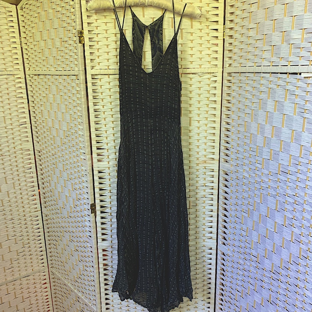 Anthropologie Gray Crepe Spaghetti Strap Jumpsuit